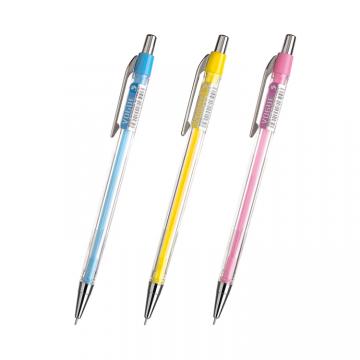 条型钢夹透明凌笔杆0.5mm针管2B自动铅笔