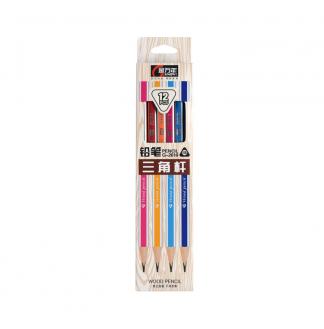 三角杆哑光漆抽条HB木杆铅笔带橡皮
