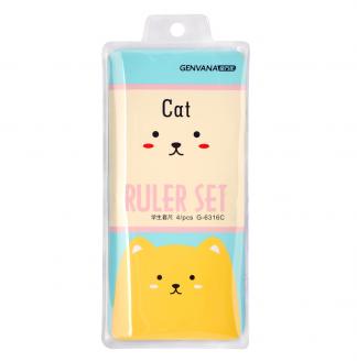 萌宠彩色立体四件透明袋装套尺