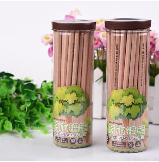 HB六角形原木无漆毒50支筒装木杆铅笔