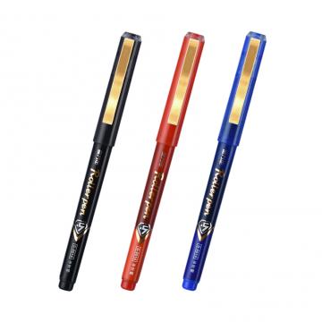 亮金夹直液式出墨0.5mm半针管拔帽签字笔