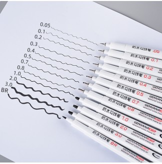 防水绘图勾线笔12种线幅套装绘图(G-0990T)