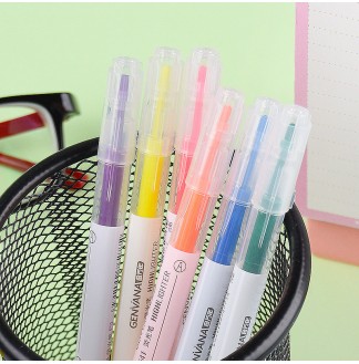 双头简约单色普通6色套装荧光笔