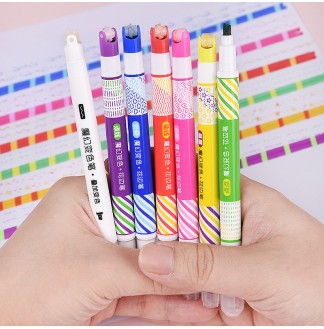 魔幻变色花边滚轮6+1支双头荧光笔