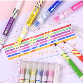 魔幻变色花边滚轮6+1支双头荧光笔