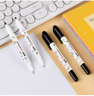 7天脱帽不干小狗图小双头勾线笔