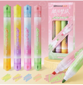 银河梦旅双头叠色4支装荧光笔